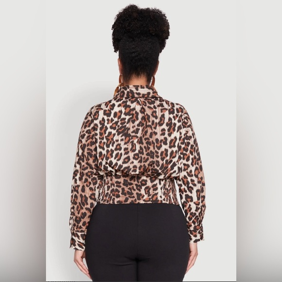 Jolie & Joy Women’s Plus Size Leopard Print Smocked Waist Blouse Top, Sz 3x - Picture 10 of 10